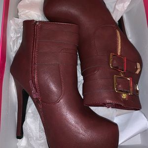Burgundy/Maroon Divona Booties (Just Fab)